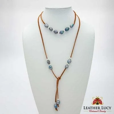 Elegant Leather and Pearl Jewelry for women wild at heart